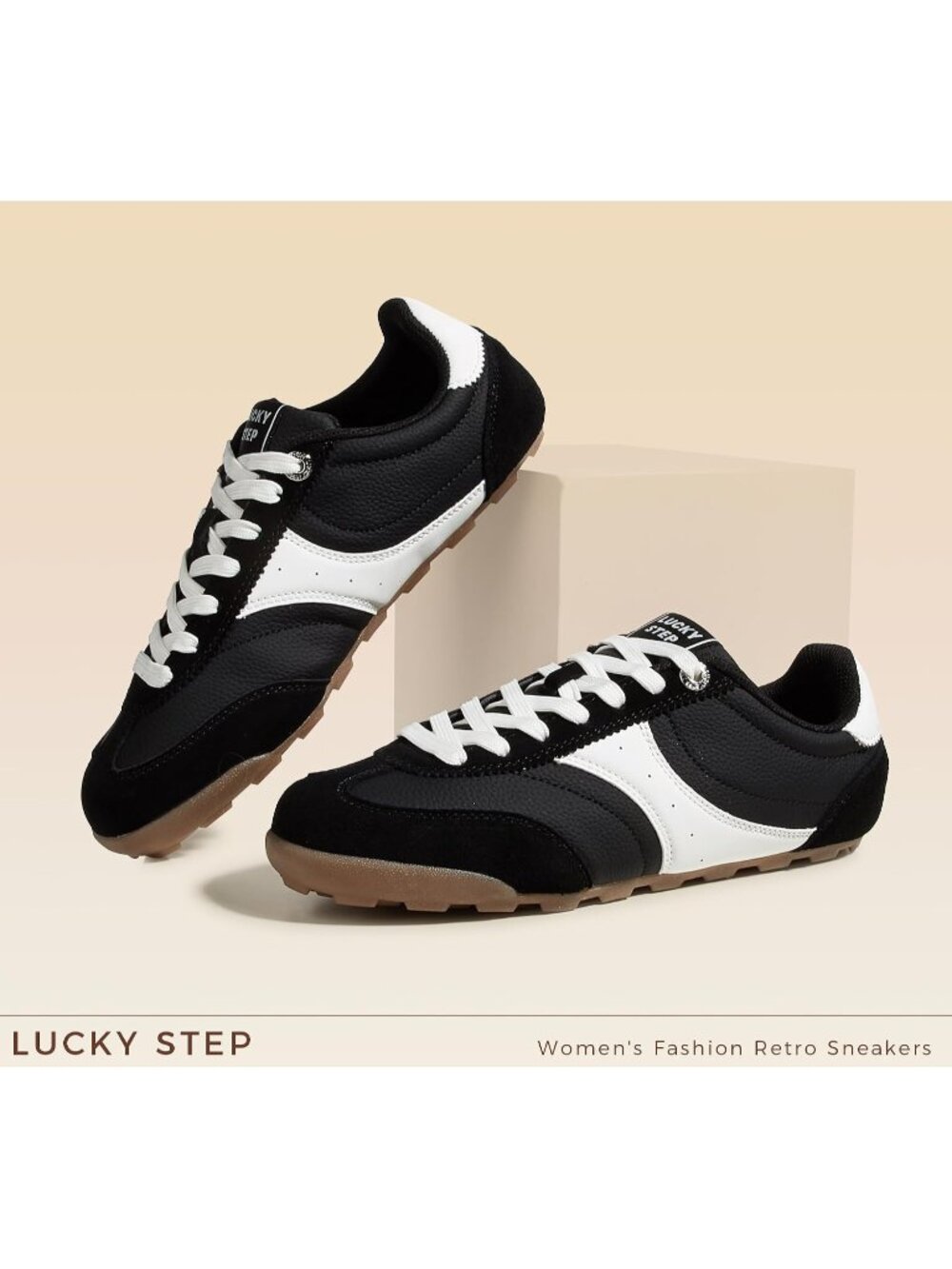Women's Black Retro Fashion Lightweight Non Slip Thin Sole Comfortable Sneakers - Picture 6 of 6